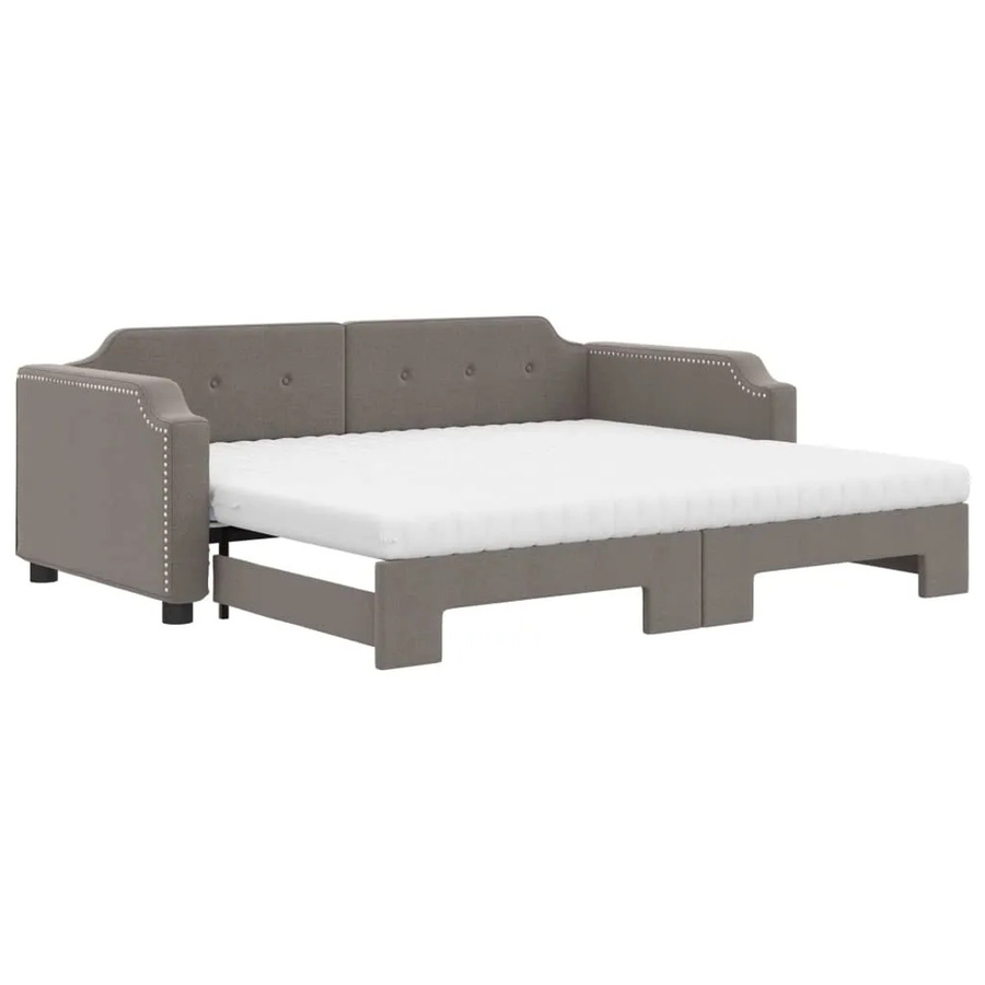 vidaXL Ausziehbares Tagesbett mit Matratze in Taupe, Modernes Polsterbett für Wohnzimmer oder Schlafzimmer, B/T/H: 223 x 100 x 66,5 cm - Bild 2