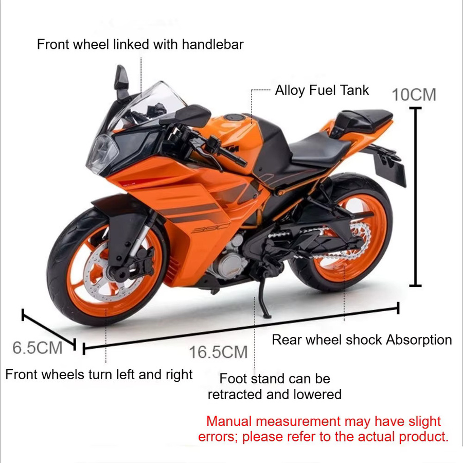 MAKEDA KTM 1390 Superduke RC390 Motorrad-Spielzeugmodell, 1:12, Metall - Bild 2