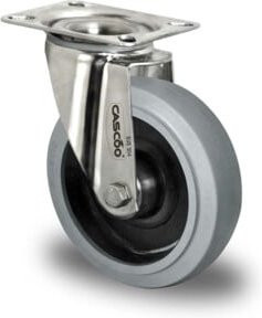CASCOO Lenkrolle Serie R4E2 mit Rollenlager aus Edelstahl und Kunststoff, Durchmesser: 125 mm, Farben: Schwarz und Grau - Bild 1