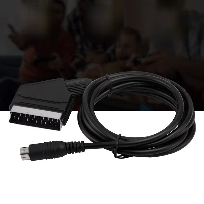 OULLX Scart-Kabel für Sega Saturn, RCA AV Stereo-Verlängerungskabel für PAL und NTSC, Schwarz, Länge: 1,8 m - Bild 3