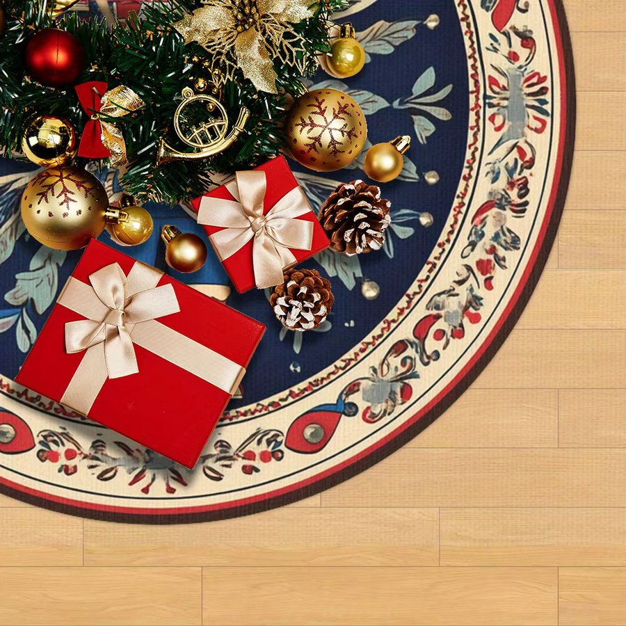 VIKAMA Weihnachtsbaumrock mit Nussknacker-Aufdruck in Multicolour, runder Textil-Baumrock für deine festliche Dekoration - Bild 4