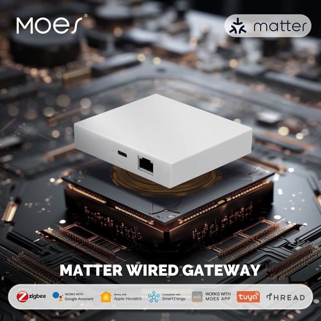 MOES Tuya Zigbee Matter Thread Gateway Smart Home Bridge Hub in Weiß mit Unterstützung für Siri Homekit, Google Alexa und Smartthings - Bild 1