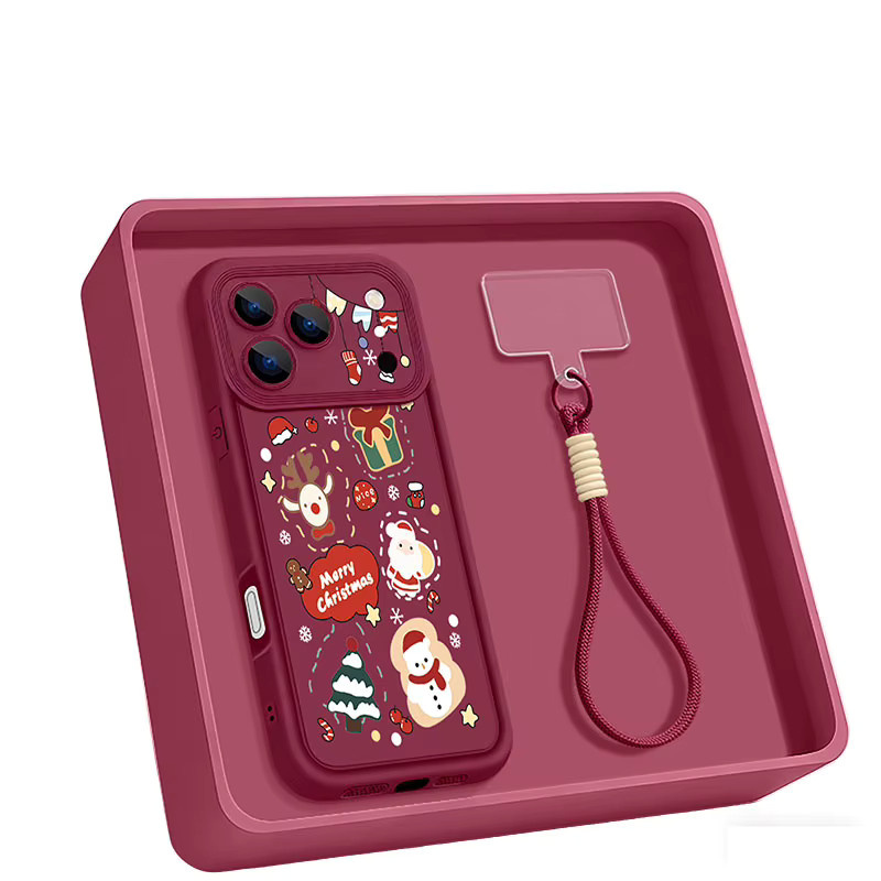 Stoßfeste TPU Handyhülle mit Frohe Weihnachten Muster von YISHANGOU für iPhone 15 14 13 12 Pro Max inkl. Lanyard in Blau und Multicolour - Bild 5
