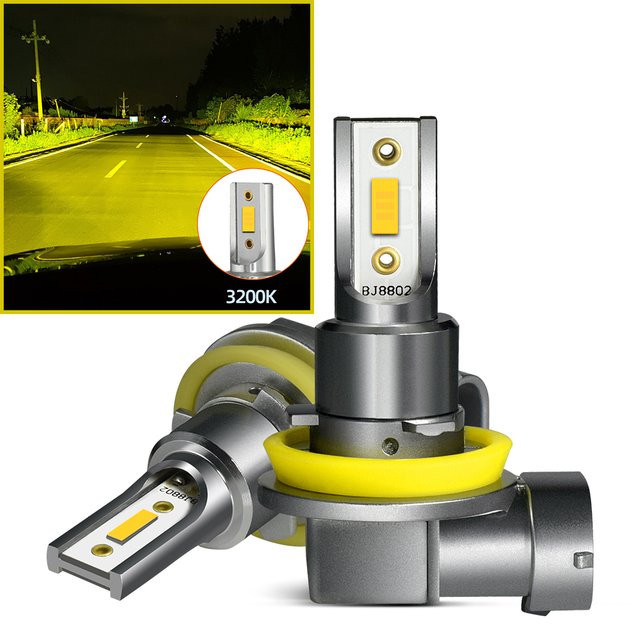 P2MAX 3570 LED-Nebelscheinwerferlampen H11 H8 H9 H16 für 12V Auto, 24W, 2er-Set mit Bernstein, Gold, Weiß und Blau - Bild 1