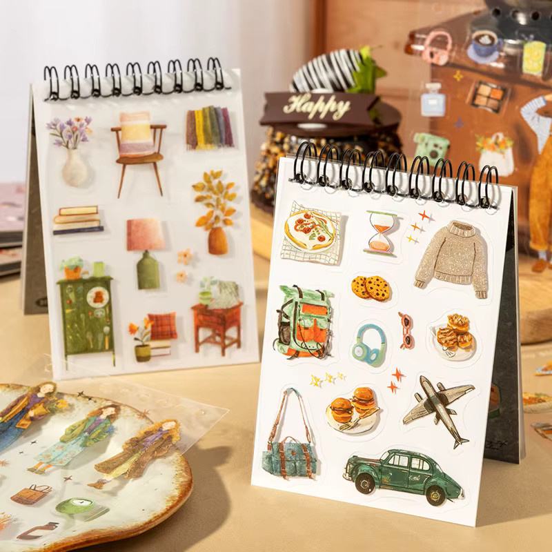 leaffei Chasing Life Stanzsticker-Buch aus PET, 20 Blatt Journal DIY Deko-Set mit süßen Aufklebern, Multicolour - Bild 2
