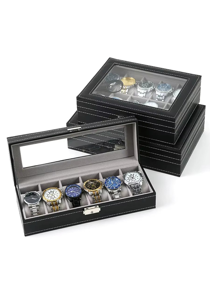 OAKCHARM Uhrenbox PU Leder, Glas Top, Herren - Bild 5