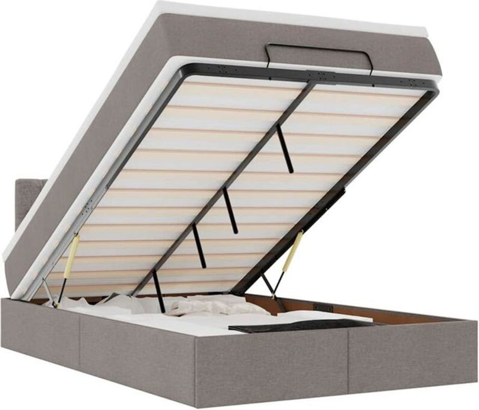 vidaxl Ottoman Polsterbett mit Matratze in Taupe meliert, B/T: 120 x 190 cm - Bild 1