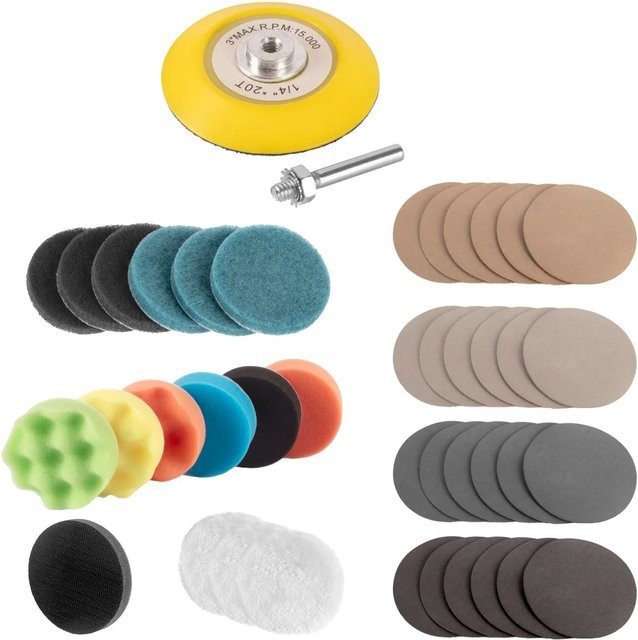 STAHLWERK Scheinwerfer Reparatur Set 41-teilig Universal Polierset zur Scheinwerferaufbereitung in Schwarz und Multicolour - Bild 1