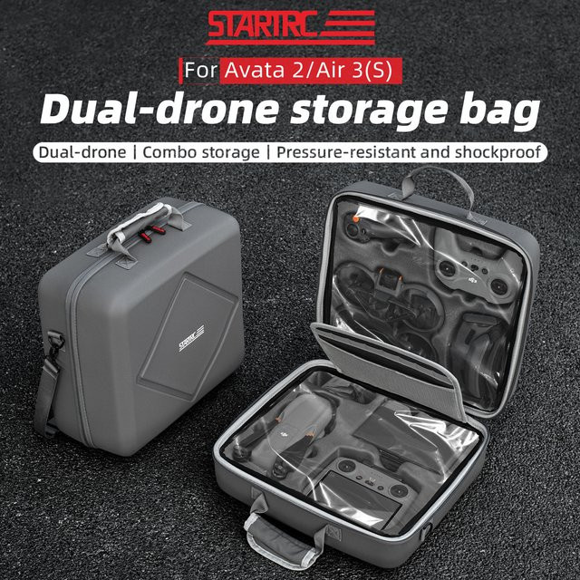 STARTRC Tragbare Transporttasche für DJI Avata 2, Mini 4 Pro und Air 3S, Stoßfeste Reise-Aufbewahrungstasche in Grau - Bild 1