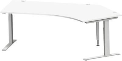 Schäfer Shop Genius Winkelschreibtisch MODENA FLEX 135 Grad mit C-Fuß-Rechteckrohr, Ansatz rechts, Farbe Weiß, Breite: 216,5 cm - Bild 1