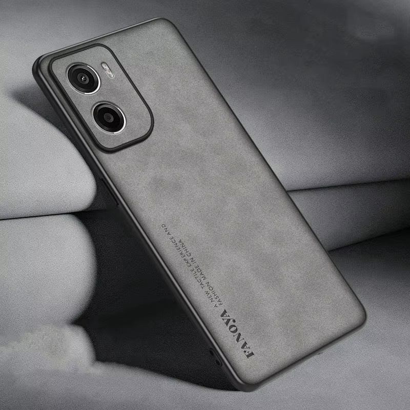 EUCAGR Luxus Handyhülle aus Schaffell, Leder und Silikon für Motorola Moto G05, Moto G06 und Moto G86Power in Rot - Bild 2