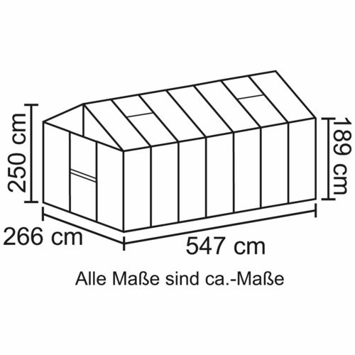VITAVIA Gewächshaus Zeus in Schwarz mit Aluminiumrahmen, Glas und geteilter Flügeltür, 13,8 m² - Bild 2