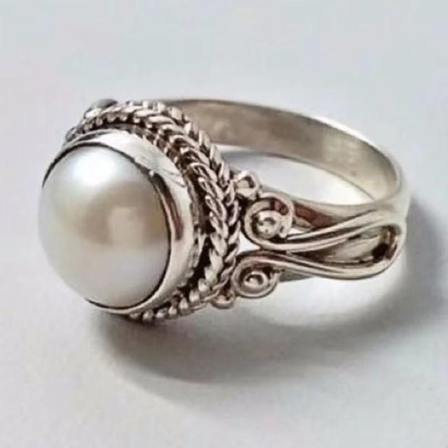 Huitan Ring, Silber, Perle, Zirkonia, gray, Damen - Bild 1