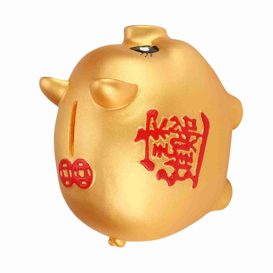 Goldene Schweinebank von mfySpace als Sparbox für Kinder in Schweinchen-Design, Tischmodell aus Silikon, B/T/H: 12,5 x 10,5 x 9,5 cm - Bild 1