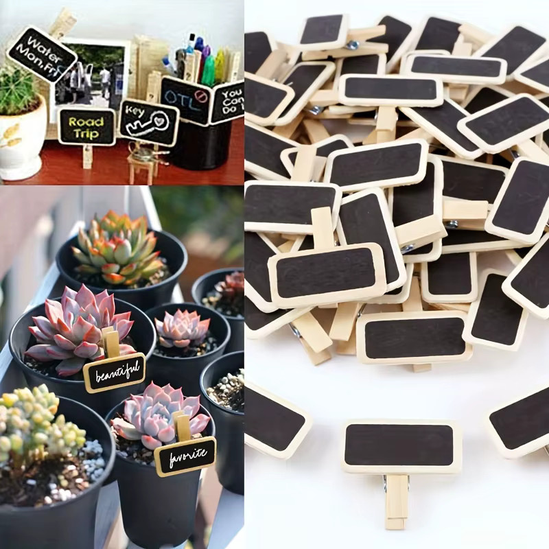 30 Stück Mini Schiefertafeln mit Holzclips für Nachrichten, Memos und Tischkarten bei Hochzeiten - Bild 5