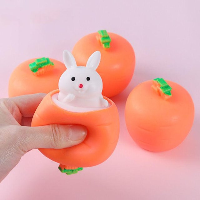 BC Pet Supplies Karotte Niedliches Kaninchen Squishy Spielzeug, Verstecktes Kaninchen Pop-Up Quetschball - Bild 1