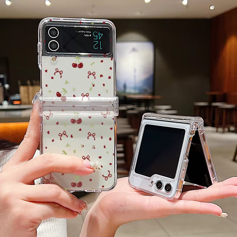 Transparente Handyhülle mit Kirschmuster für Samsung Galaxy Z Flip 8 7 FE 6 5 4 3 5G aus hartem PC-Material - Bild 4