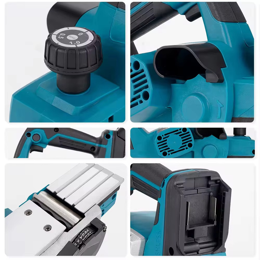 Makita Bürstenloser elektrischer Hand-Holzhobel Kabellose Hobelmaschine in Blau für 18 V Akku mit 15000 U/min - Bild 6