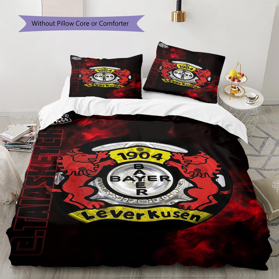 Leverkusen Logo Bettwäsche-Set mit Teppichmuster bestehend aus 1 Bettbezug und 2 Kissenbezügen mit Reißverschluss B/H: 250 x 220 cm - Bild 4