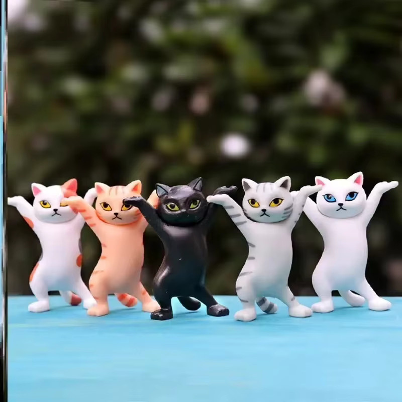 Tanzende Katze Animationsfigur als Dekoartikel und Stifthalter in Multicolor aus Resin - Bild 5