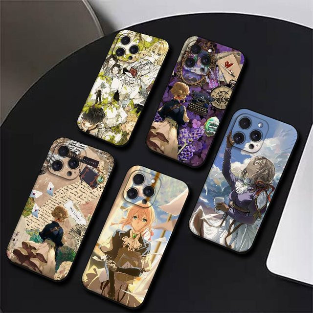 Schutzhülle V-Violet-EvergardenS für iPhone 11 12 13 14 15 16 17 Pro Max X Xs Xr in Schwarz und Multicolour - Bild 1
