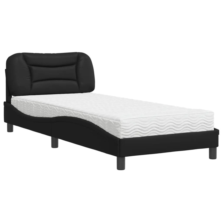 vidaXL Bett mit Matratze aus Kunstleder in Schwarz, B/T/H: 80 x 200 cm - Bild 2
