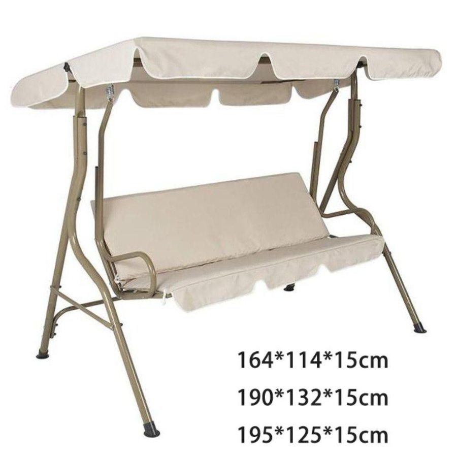 SHhengxi Ersatz-Überdachung für Garten-Schaukeln aus 210D Oxford Tuch, beige, B: 195 cm, T: 125 cm, H: 15 cm - Bild 2