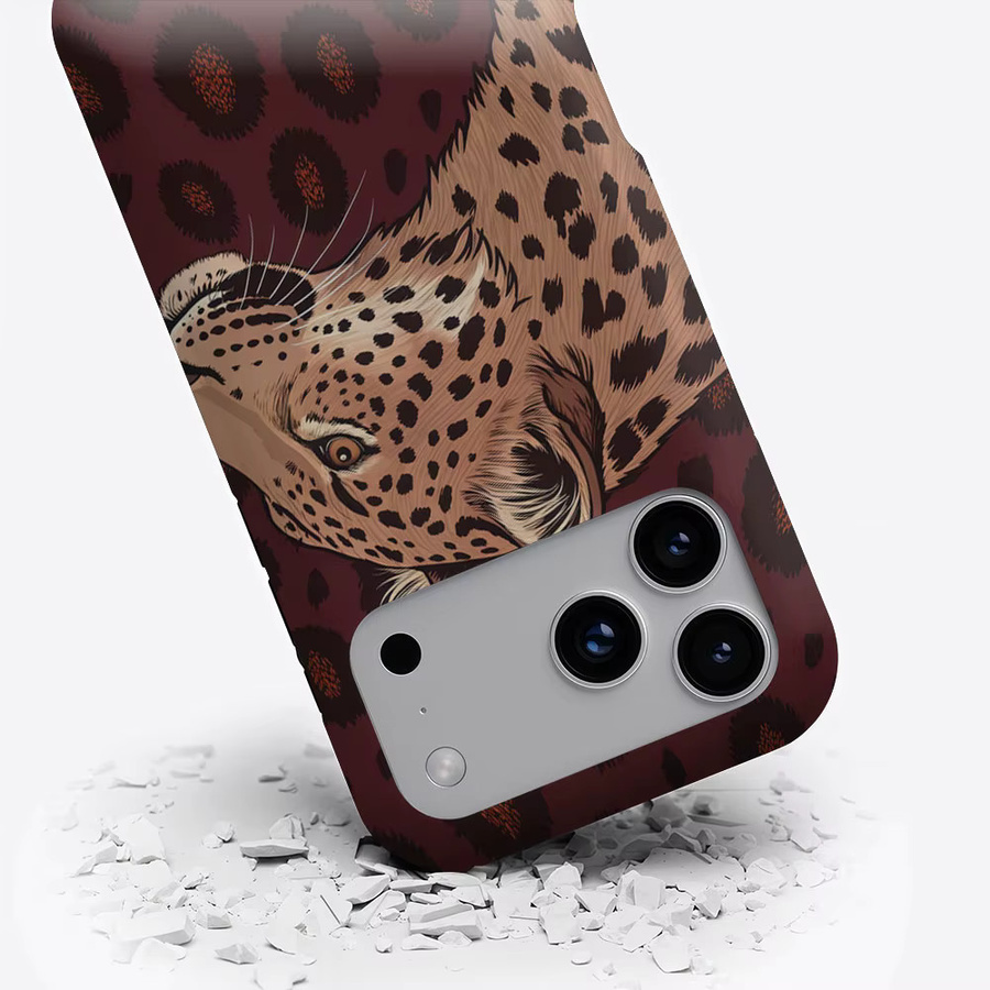 Aurbe Matte 2-in-1 MagSafe Hülle mit Schutzfilm für iPhone 17 16 15 14 Plus Pro Max, Stoßfeste Hartschale im Leoparden-Design, Farbe: Burgunder Rot - Bild 3