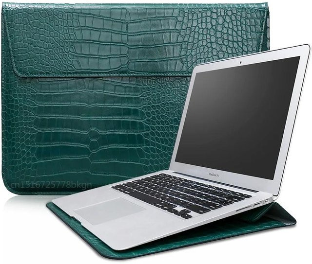 Market-5 Krokodilleder Laptop Hülle Klapptasche für MacBook Air und MacBook Pro 13 bis 16 Zoll, Farbe: Grün - Bild 1