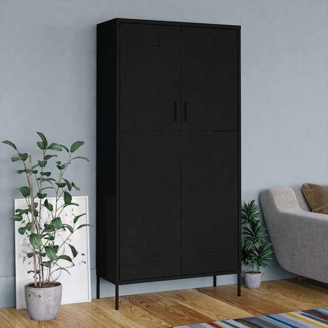 vidaXL Kleiderschrank aus Stahl in Schwarz, B/T/H: 90 x 50 x 180 cm - Bild 3