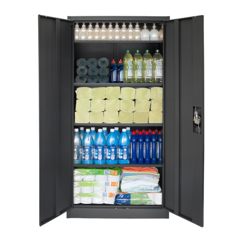 Rikta Metallschrank Anthrazit mit Einlegeböden und Schloss, H 168 cm, B 80 cm, T 40 cm - Bild 4