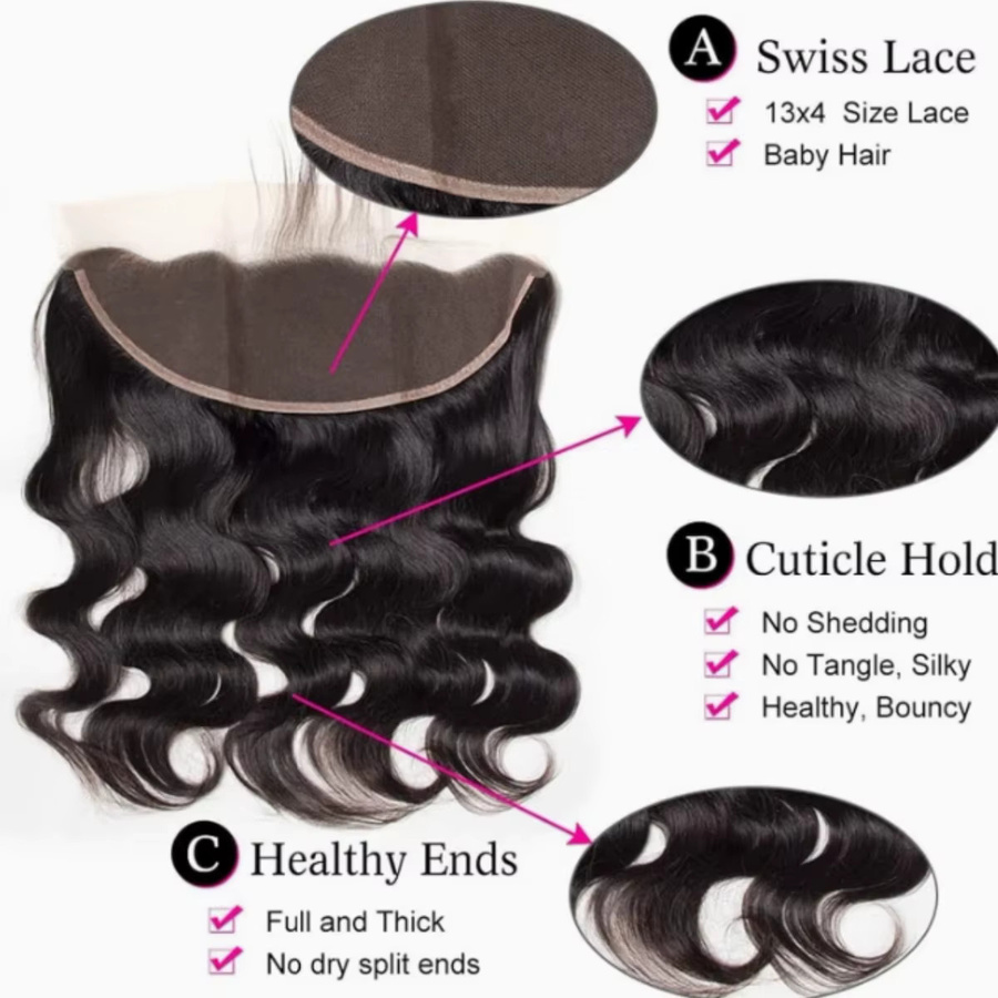 Linhua Body Wave Lace Frontal, 13x4, brasilianisches Virgin-Haar - Bild 4