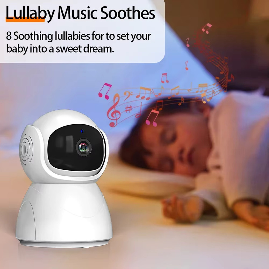 Cdycam Video-Babyphone mit 5,0 Zoll IPS-Bildschirm, PTZ-Kamera, 2-Wege-Audio, Nachtsicht und Schlaflied-Funktion in Weiß - Bild 3