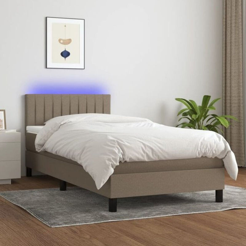 vidaxl Boxspringbett mit Matratze in Taupe meliert, Stoff und Holzwerkstoff, B/T/H: 190 x 90 x 78 cm - Bild 1