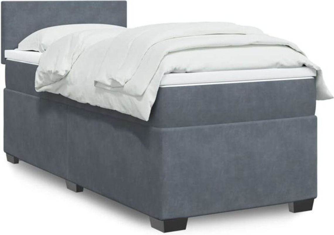 Boxspringbett mit Matratze von vidaxl in Grau aus Samt, B/T/H: 80 x 200 x 100,5 cm - Bild 1