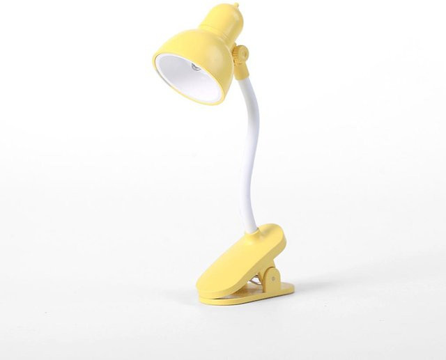 FangNymph LED Leselicht in Gelb mit verstellbarem Clip und Dimmfunktion, batteriebetriebbare Mini-Desktop-Tischlampe als tragbares Nachtlicht - Bild 1