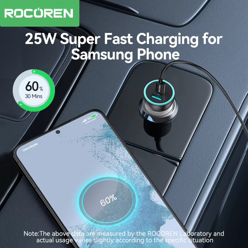 Rocoren 105W Multi 6 Ports Auto Ladegerät für Rücksitz mit USB Typ C Schnellladegerät in Schwarz - Bild 3