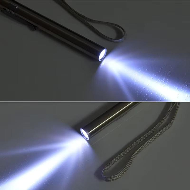 ESMARTER LED Stift Taschenlampe aus Edelstahl in Silber, USB wiederaufladbar mit Clip - Bild 3