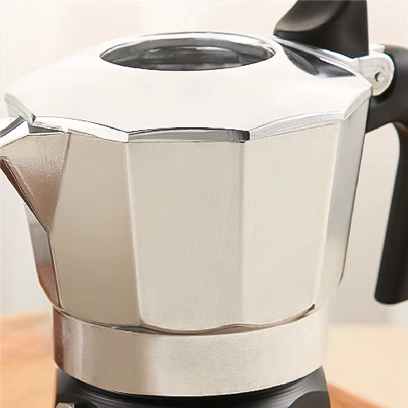 ABNH Moka Topf aus Aluminium im europäischen Stil, Kaffeemaschine für Latte und Tee, Silber, 150 ml - Bild 3