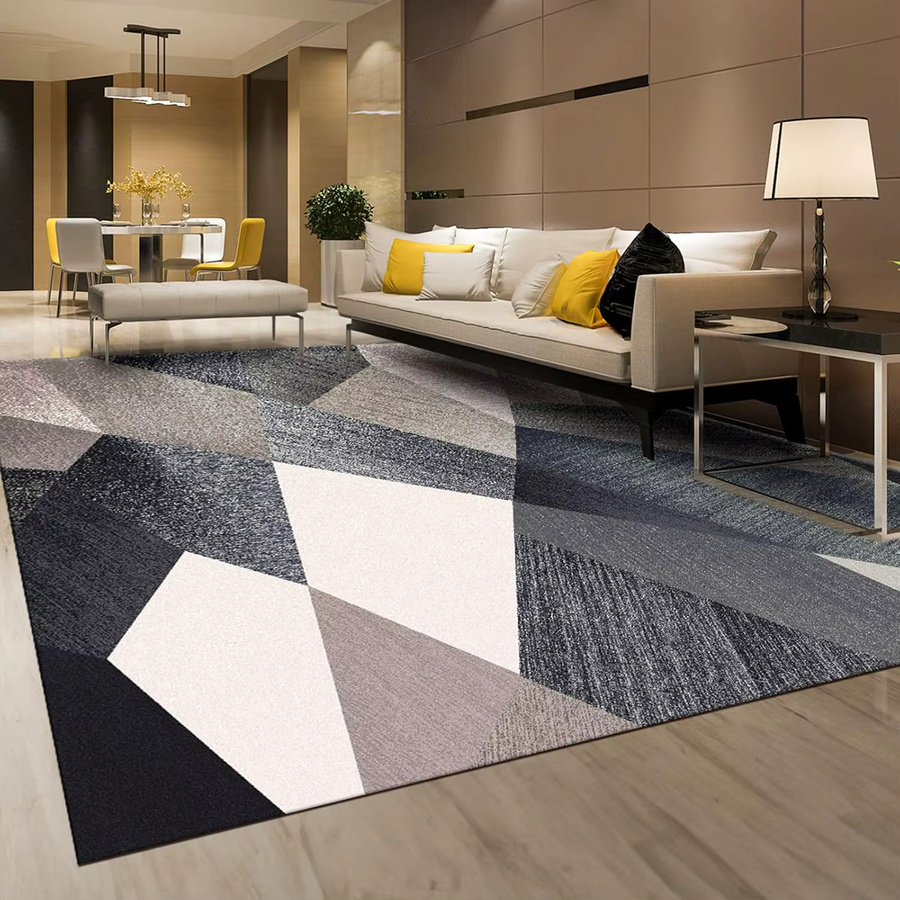 VIKAMA Geometrischer Teppich in Grau, minimalistisches Design, schmutzabweisend und rutschfest, rechteckig - Bild 3