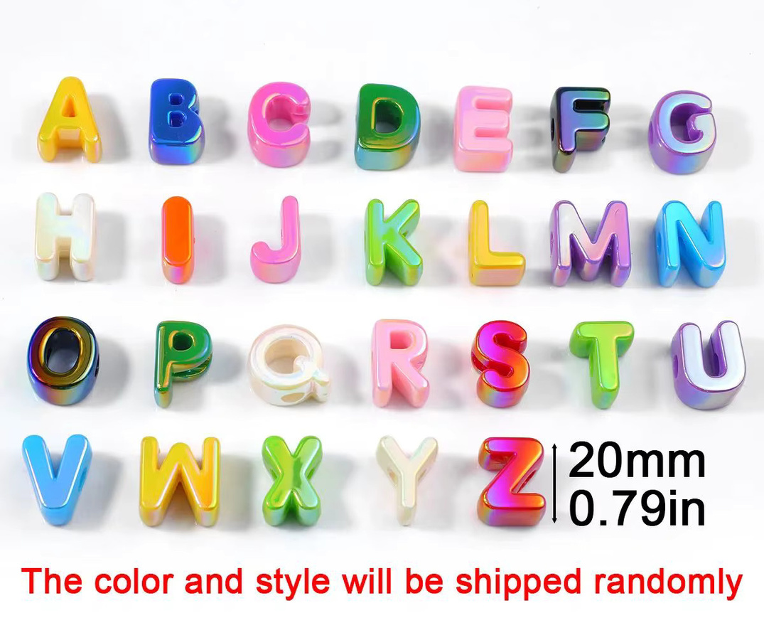WLYeeS Spacer-Perlen, 20 mm, 26 Buchstaben, gemischte Farben - Bild 1