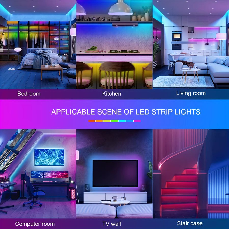 Shine-Tale RGB LED USB-Lichtstreifen mit Fernbedienung, Farbwechselnde 5050 SMD Beleuchtung in Multicolour für TV-Hintergrundbeleuchtung, Gaming-Raum und Kinderzimmer - Bild 6