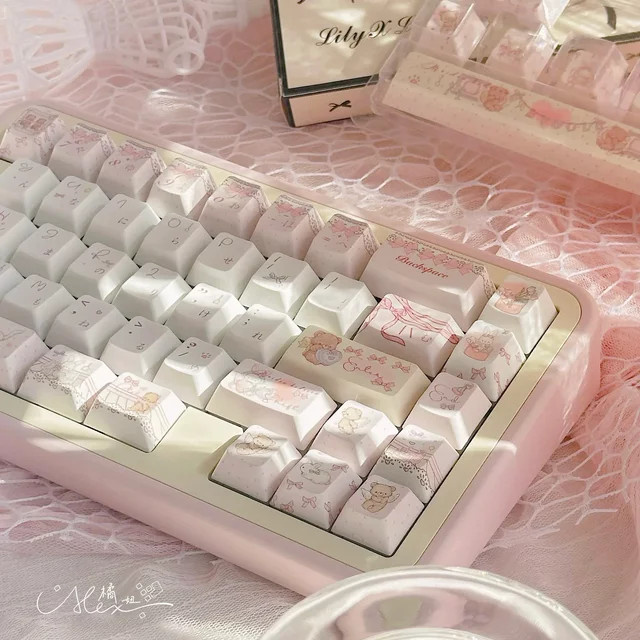 MiFuny Baby's Dream Tastenkappen-Set in Pink und Weiß, PBT Cherry Profile SOA, handgefertigte Keycaps für mechanische Tastaturen - Bild 1