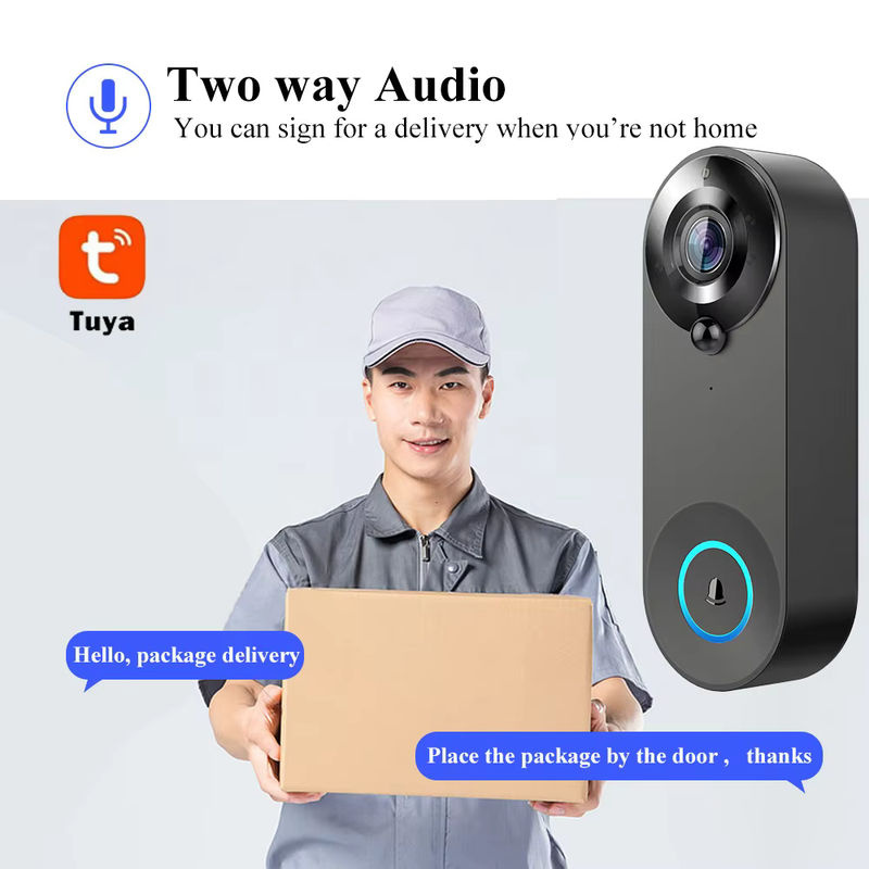 Tuya Smart Home Video Türklingel mit 1080P Kamera und PIR Bewegungserkennung in Schwarz - Bild 2