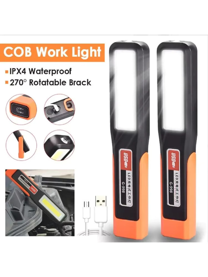 Heinast COB-LED-Arbeitsleuchte magnetisch, USB wiederaufladbare wasserdichte LED-Taschenlampe in Schwarz für Garten, Werkstatt und Notfälle - Bild 6