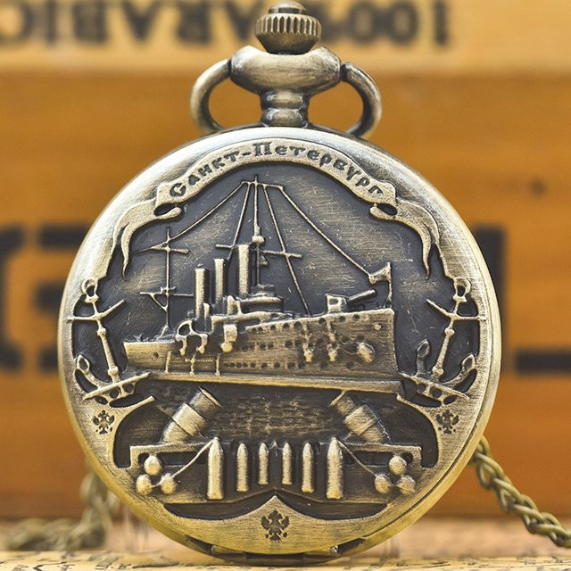 Wecin Steampunk-Taschenuhr Halskette, Quarz, Bronze, Unisex - Bild 1