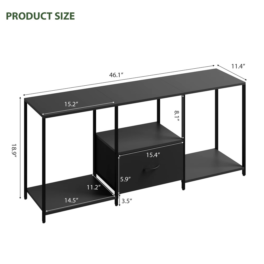 GarveeHome Modernes TV-Lowboard mit LED-Beleuchtung in Schwarz Matt für Fernseher bis 55 Zoll - Bild 4