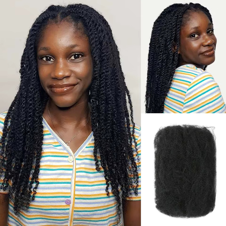 Afro Kinky Bulk Echthaarverlängerungen, Naturschwarz/Braun, Unisex - Bild 2