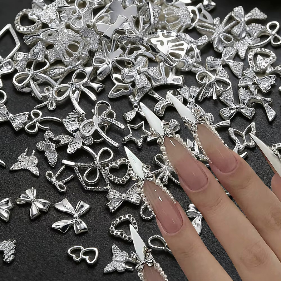 HotPress Nagel Charms, Silber, Metallic, Bowknot - Bild 4