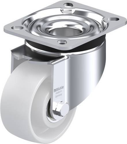 Blickle Lenkrolle LK-PO 82K mit weißem Kunststoffrad und Platte, Rad-Durchmesser: 80 mm, Tragfähigkeit: 250 kg - Bild 1